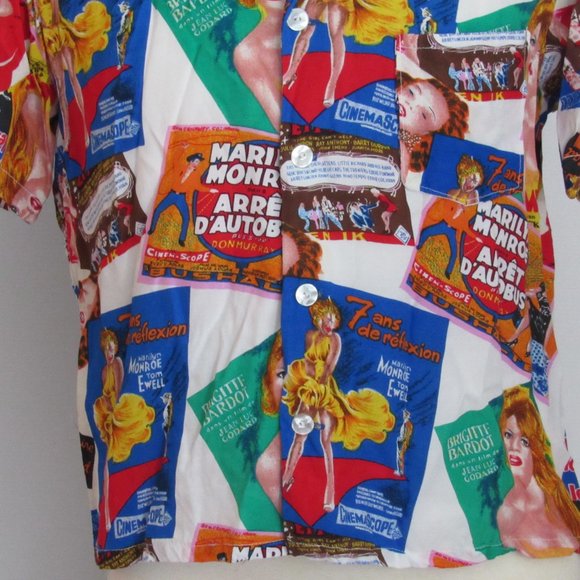 RARE Bespoke Shirt with Marilyn Monroe Brigitte Bardot French Movie Titles Sz M - Picture 4 of 15